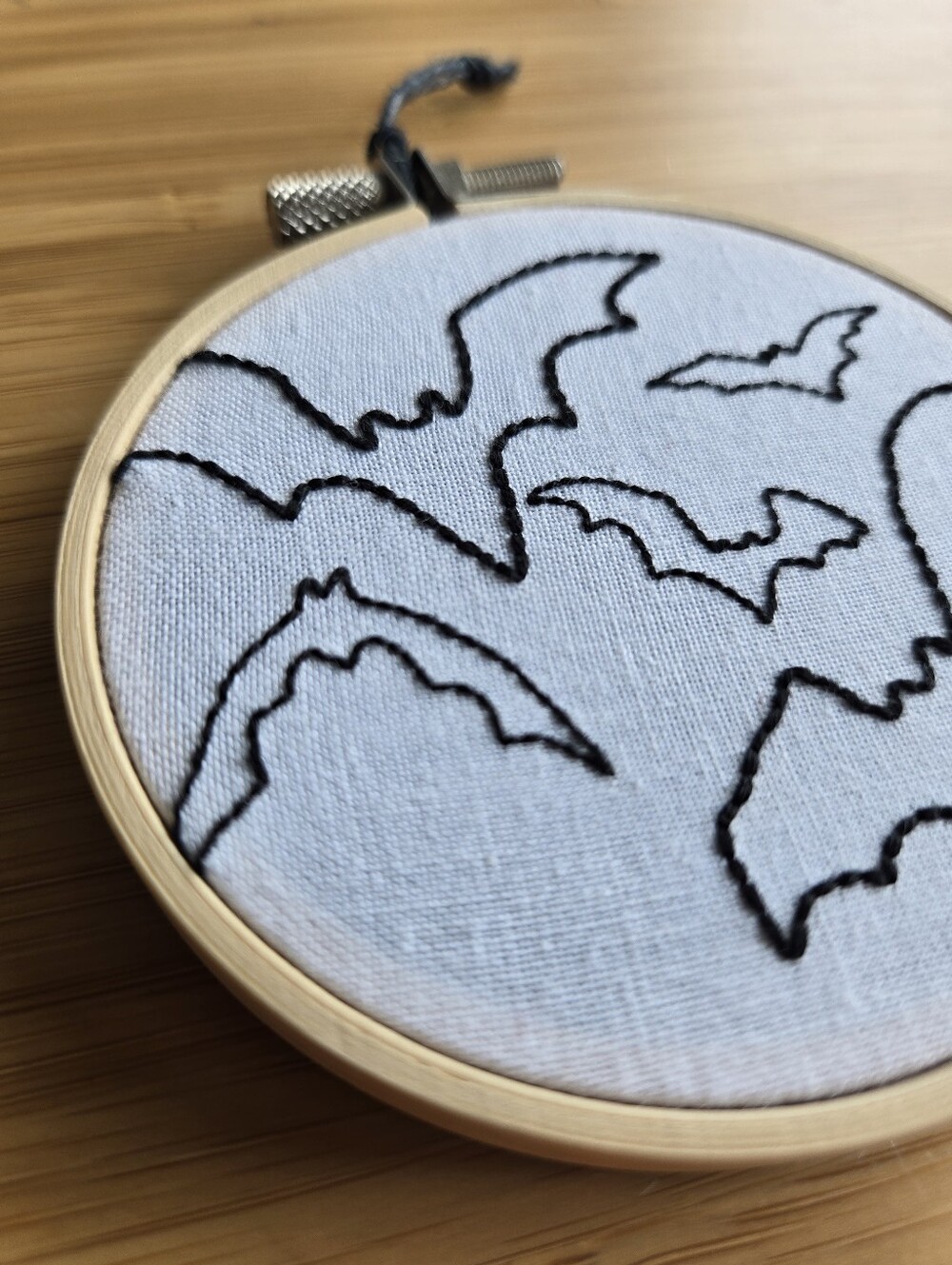 Handmade Bat Embroidery 3.5inch Hoop Art
